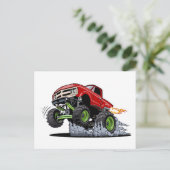 Cartoon monstertruck feestdagenkaart (Staand voorkant)