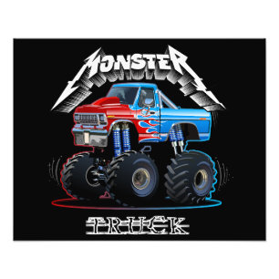 Cartoon monstertruck foto afdruk