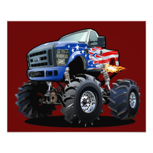 Cartoon monstertruck foto afdruk