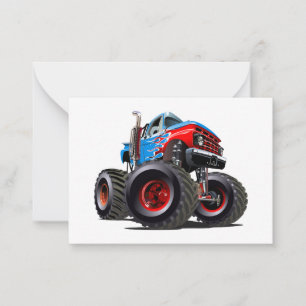 Cartoon monstertruck notitiekaartje