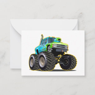 Cartoon monstertruck notitiekaartje