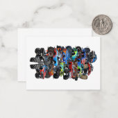 Cartoon monstertruck notitiekaartje (Voorkant / Achterkant in situ)