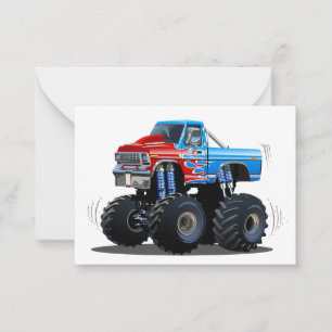 Cartoon monstertruck notitiekaartje