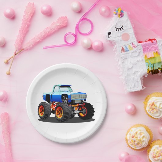 Cartoon monstertruck papieren bordje (Feest)