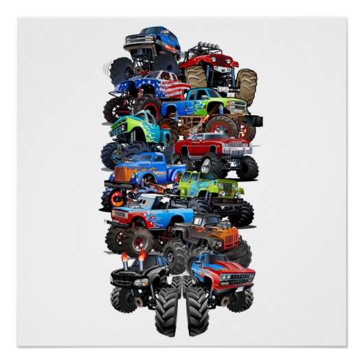 Cartoon monstertruck perfect poster (Voorkant)