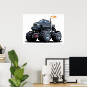 Cartoon monstertruck poster (Thuiskantoor)