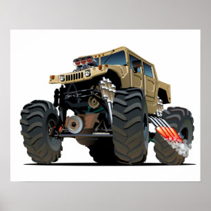 Cartoon monstertruck poster