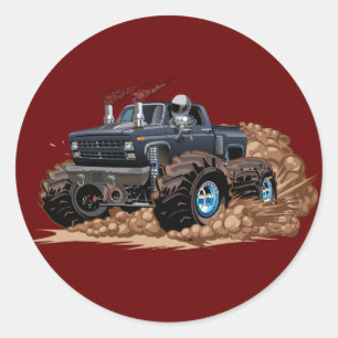 Cartoon monstertruck ronde sticker