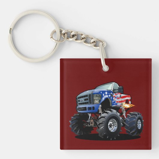 Cartoon monstertruck sleutelhanger (voorkant)
