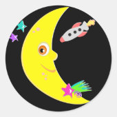 Cartoon Moon Raket Stickers (Voorkant)