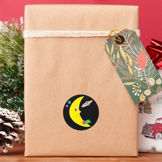 Cartoon Moon Raket Stickers