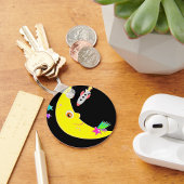 Cartoon Moon Rocket Sleutelhanger