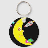 Cartoon Moon Rocket Sleutelhanger (Achterkant)