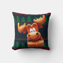 Cartoon Moose met Kerstcadeau Tshirt Vrouwen