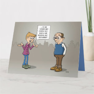 Cartoon; morgen heb ik een Corona test. Kaart