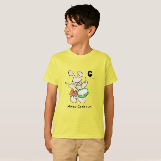 Cartoon Morsecode voor kinderen! Letter "G" T-shirt (Voorkant volledig)