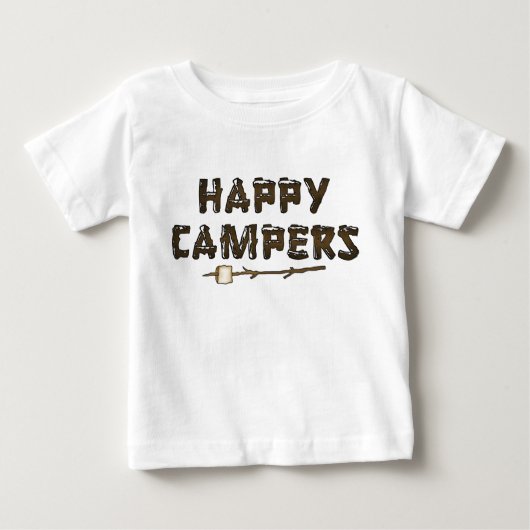 Cartoon mot art heureux campeurs bébé t-shirt (Devant)
