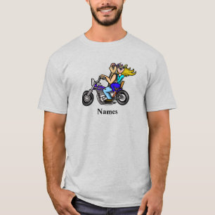 Cartoon Motorcycle Couple T-shirt Personalize Name