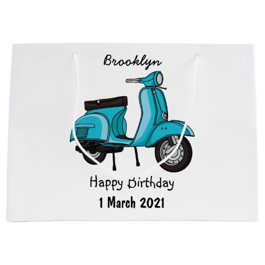 Cartoon motorfiets met motorbromfiets groot cadeauzakje (Voorkant)
