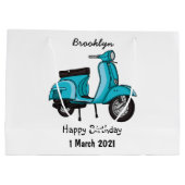 Cartoon motorfiets met motorbromfiets groot cadeauzakje (Achterkant)