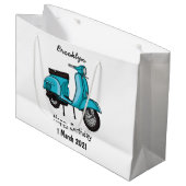 Cartoon motorfiets met motorbromfiets groot cadeauzakje (Voorkant Gekanteld)