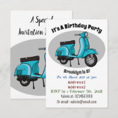 Cartoon motorfiets met motorbromfiets kaart (Voorkant / Achterkant)