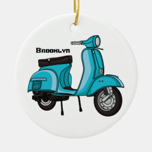 Cartoon motorfiets met motorbromfiets keramisch ornament