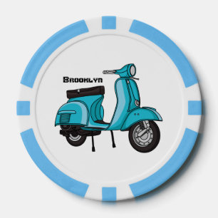 Cartoon motorfiets met motorbromfiets poker chips