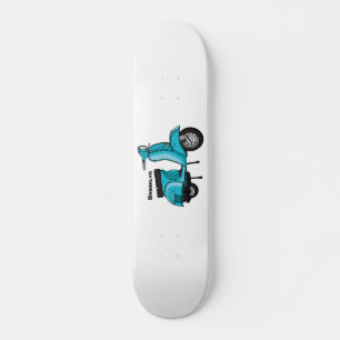 Cartoon motorfiets met motorbromfiets skateboard