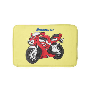 Cartoon motorfiets voor cute red sport badmat
