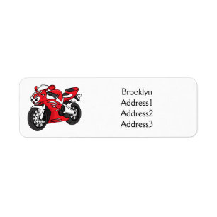 Cartoon motorfiets voor cute red sport etiket