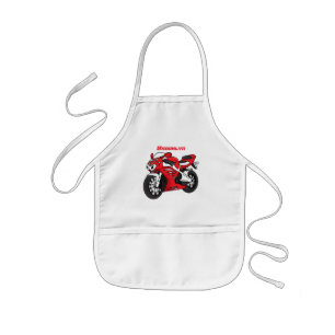 Cartoon motorfiets voor cute red sport kinder schort