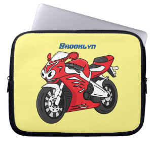 Cartoon motorfiets voor cute red sport laptop sleeve