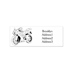 Cartoon motorfiets voor cute red sport rubberstempel
