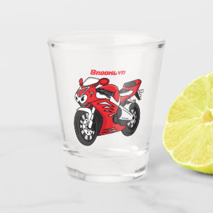 Cartoon motorfiets voor cute red sport shot glas