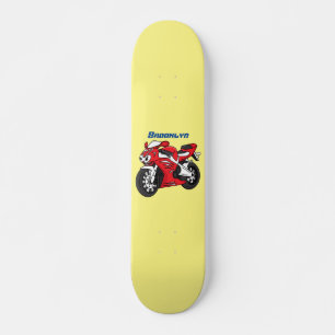 Cartoon motorfiets voor cute red sport skateboard