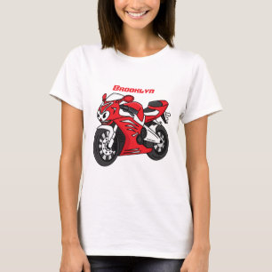 Cartoon motorfiets voor cute red sport t-shirt