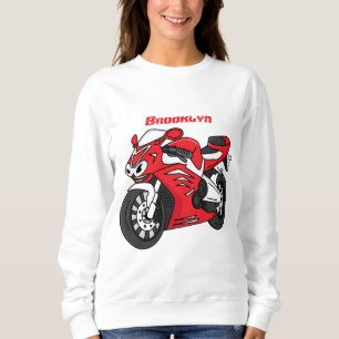 Cartoon motorfiets voor cute red sport trui