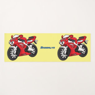 Cartoon motorfiets voor cute red sport yogamat