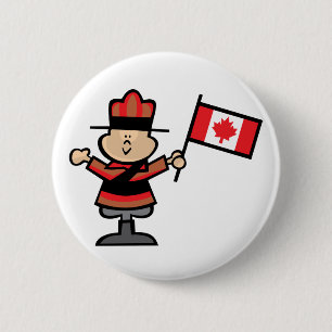 Cartoon Mountie Ronde Button 5,7 Cm