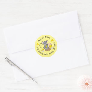 Cartoon Mouse geel retour adres Stickers