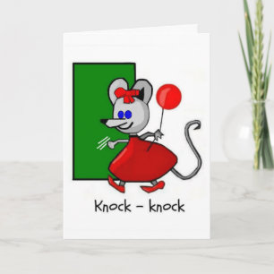 Cartoon Mouse Knock-Knock Joke Carte d'anniversair