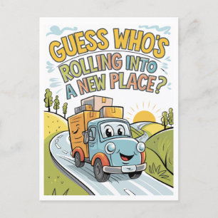 Cartoon Moving Truck Moving Announcement Briefkaar Briefkaart