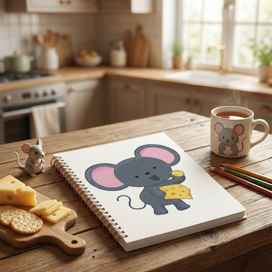 Cartoon Muis met Kaas Schattig Dier Planner