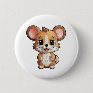 Cartoon muisillustratie ronde button 5,7 cm
