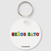 Cartoon Mustache Cat Senor Gato Sleutelhanger (Achterkant)