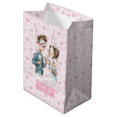 Cartoon Newlywes Mariage Cadeau Sac Aquarelle (Devant Angle)