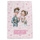 Cartoon Newlywes Mariage Cadeau Sac Aquarelle (Devant)