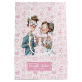 Cartoon Newlywes Mariage Cadeau Sac Aquarelle (Dos)