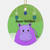 Cartoon Nijlpaard met Kerstversiering Keramisch Ornament (Links)